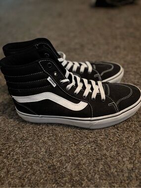 Vans Black and White High-Top Skate Sneakers